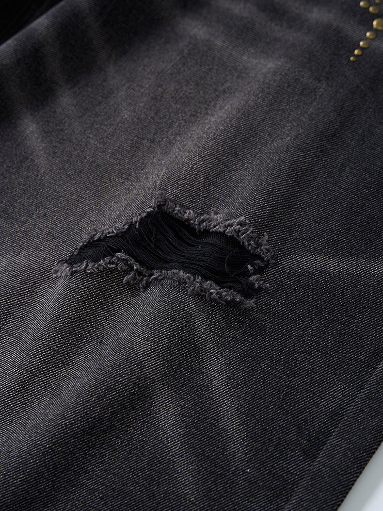 Cat Whiskers Hole Hot Stamping Beads Jeans