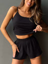 Ribbed Strip Suspender Shorts Sweet Home Decor 2-piece Sets