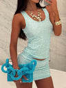 Sequins Tank Top And Bodycon Skirt 2-piece Sets
