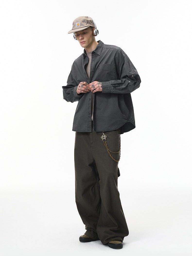 Liber Autumn Neutral wear Pocket decoration Solid Color Shirts