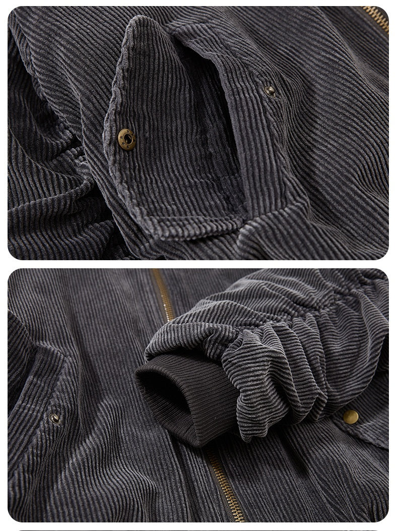 Retro Corduroy Tooling Quilted Jackets