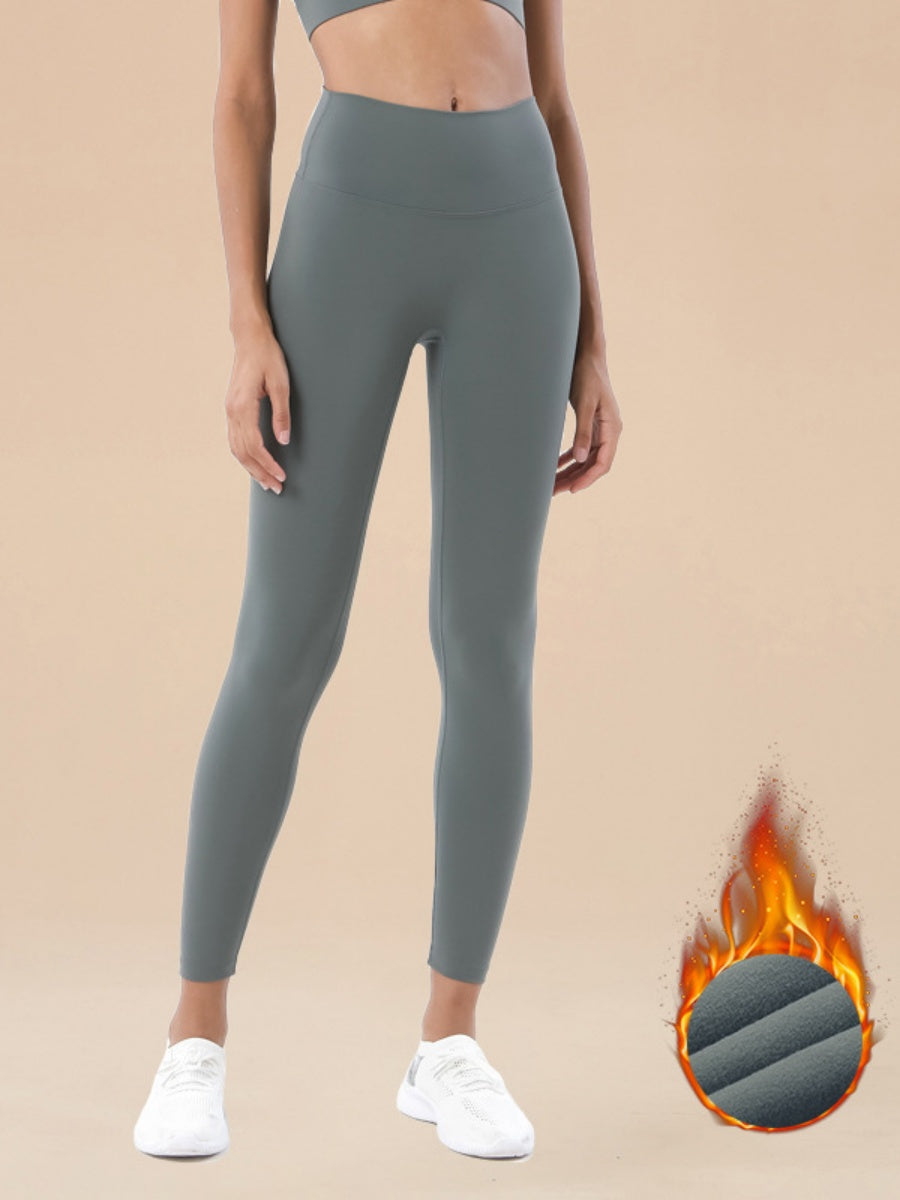 No Embarrassment High Waist Anti-rolling Edge Buttocks Lift Thickening Thin Fleece Sports Pants