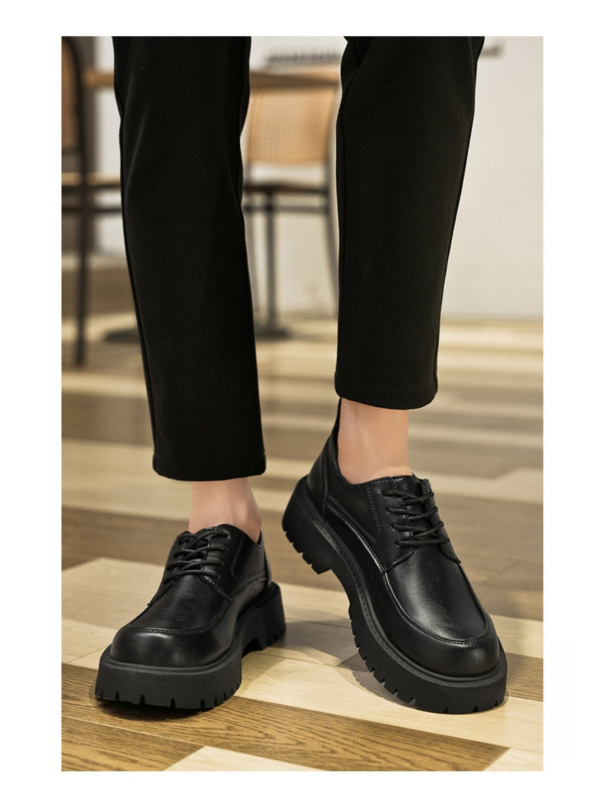 Liber Four Seasons Thick-Sole Men's Black Shoes