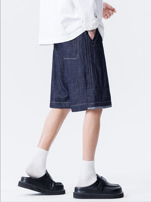 Retro Patchwork Color-blocked Tooling Five Points Shorts