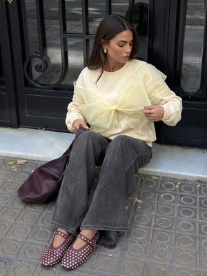 Bow Solid Color Sweaters