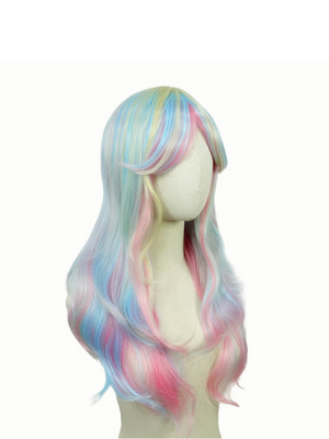 Colored Synthetic Fiber Long Wavy Curl Wig