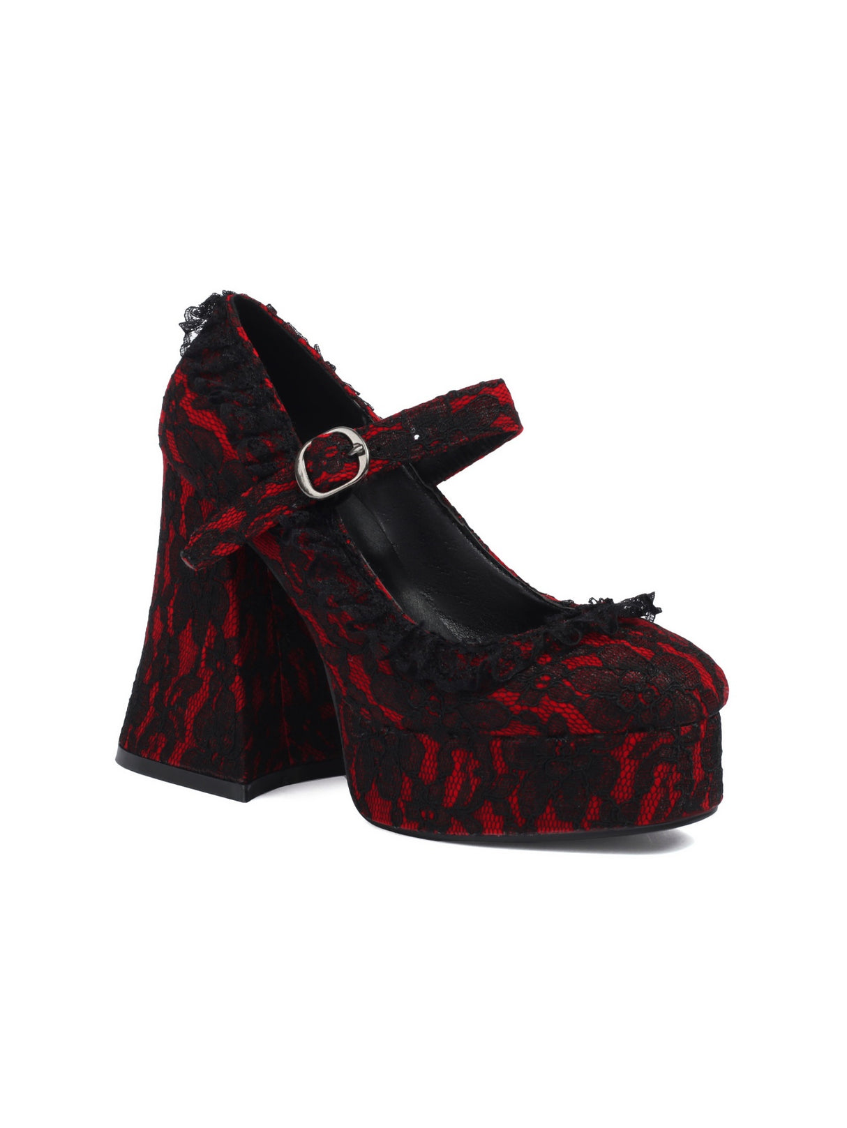 Platform Mary Jane Shoes With Strappy Soles And Lace Details 6639