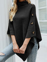 Solid Color Turtleneck Shawl Cloak Sweaters