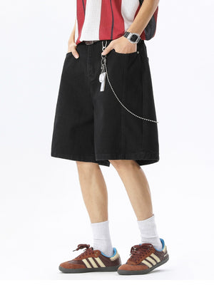 Washed Patchwork Five Points Denim Shorts