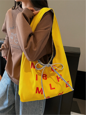 Sac bandoulière décontracté à rayures, grande capacité, avec imprimé lettres tendance et original