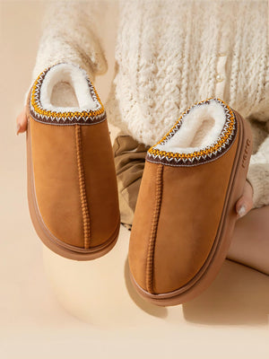 Solid Color Stitching Thick-soled Slippers