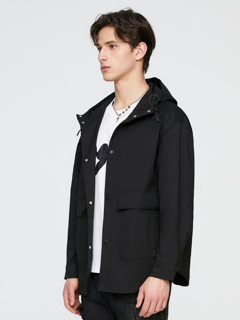 Water Proof Windproof Solid Color Hooded All-match Work Jacket