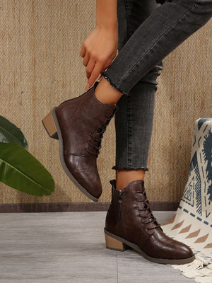 Side Zip Lace-up Retro Martin Boots