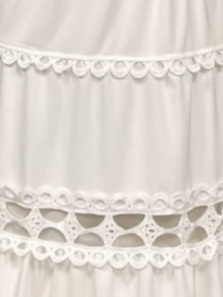 Openwork Embroidery V-neck Slimming Maxi Dresses