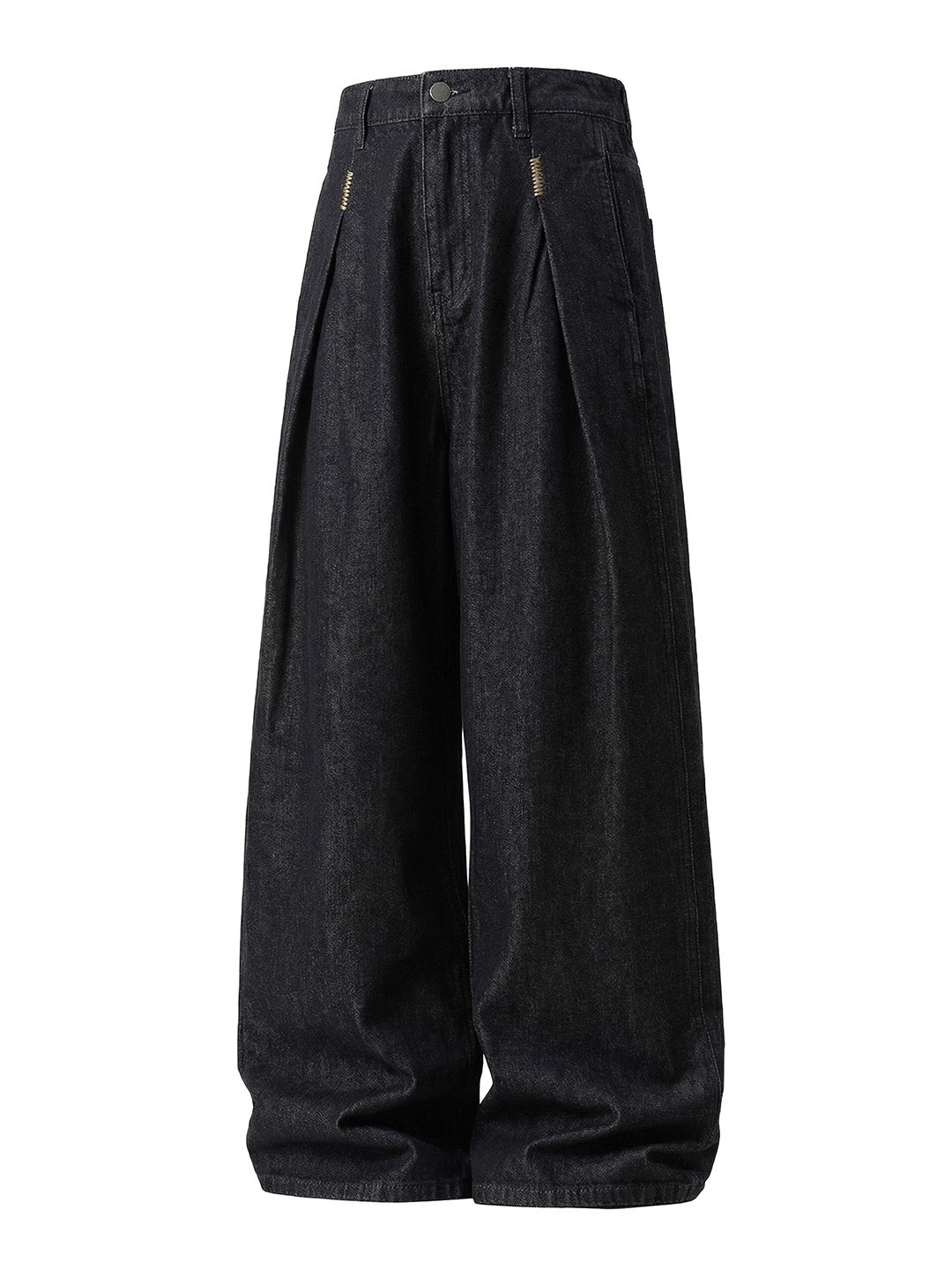 Retro Black Embroidery Straight-fit Loose-fit Jeans