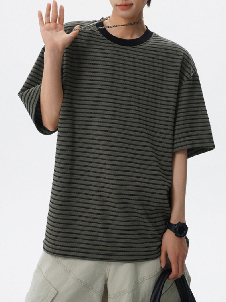 Color-blocked Stripes Loose-fit T-shirts