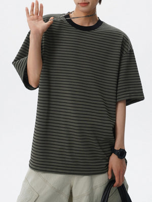 Color-blocked Stripes Loose-fit T-shirts