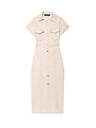 V-neck Short Sleeve Waist Hip-hugging Button Slit Commuting Temperament Maxi Dresses