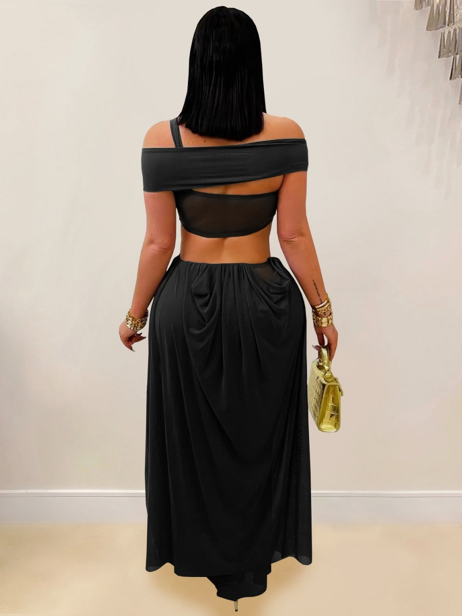 Gauze Sexy Bare Waist Parties Maxi Dresses