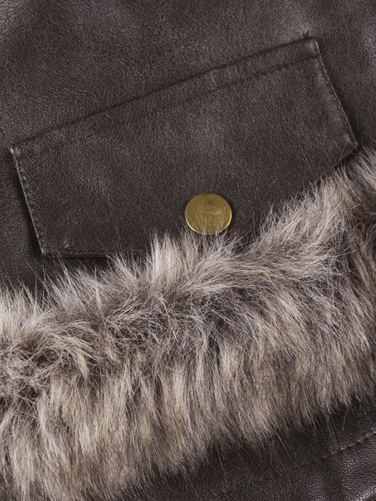 Furry Patchwork Leather Zipper Shorts