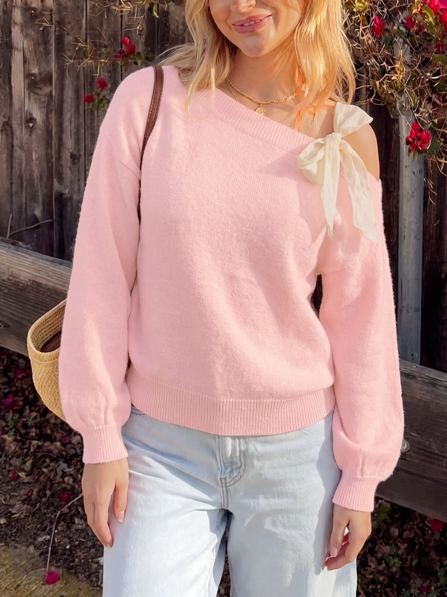Lace Up Solid Color Sweaters