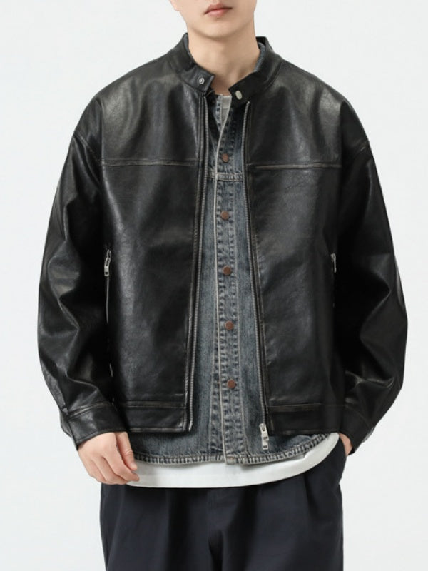 Veste en cuir PU pour pilote de locomotive