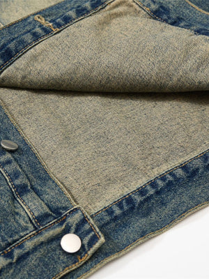 Washing Colorful Letter Embroidery Loose Denim Jacket