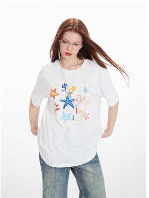 Liber Summer Women's Printed Letter T-shirts