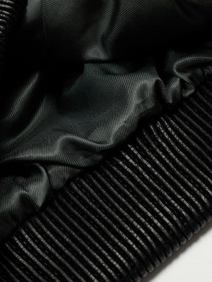 Hooded Short And Wide Black Relief Pattern Locomotive PU Jackets