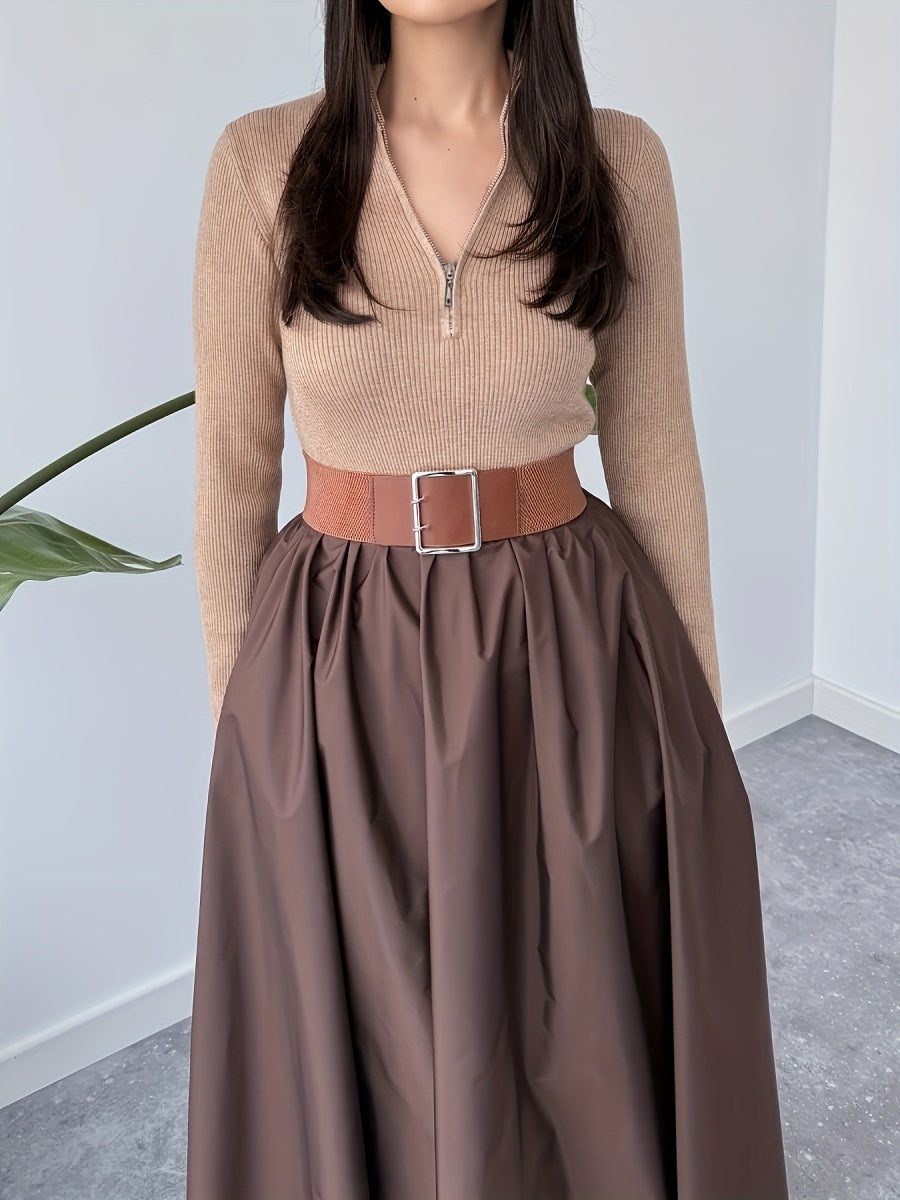 V-neck Big Swing Long Sleeve Parties Maxi Dresses