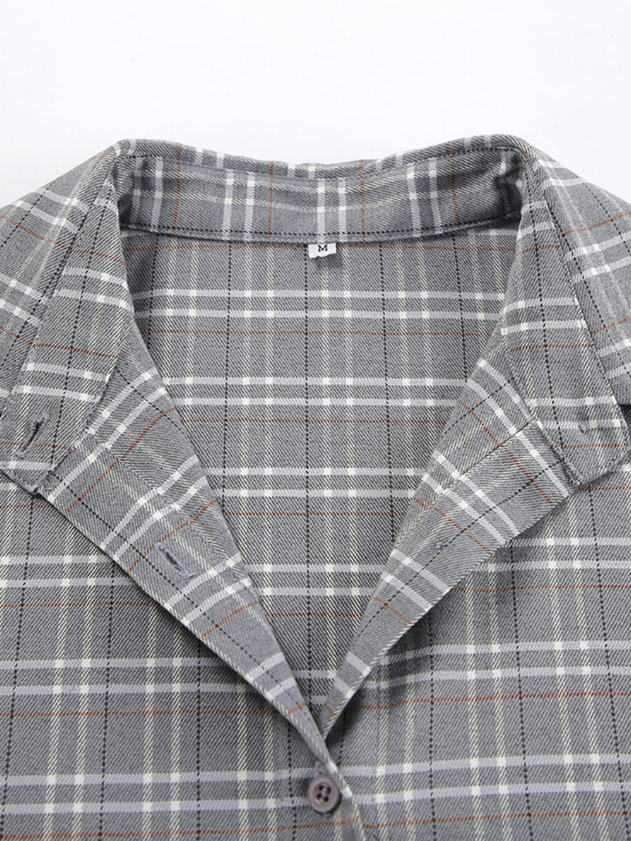 Liber Autumn Women's Buttons Plaid Shirts