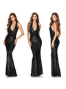 Sleeveless Backless Sequin Halter Neck Mermaid Maxi Dress