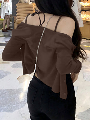Button-down Cardigan Jacket And Camisole Two-piece Set
