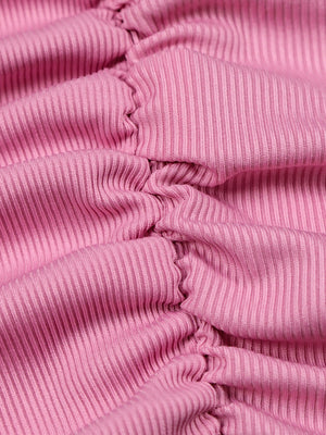 Ribbed Cross Strap Hollow-Out Short Dress