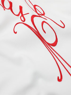 Graffiti Embroidery Letter Loose-fit POLO Shirt
