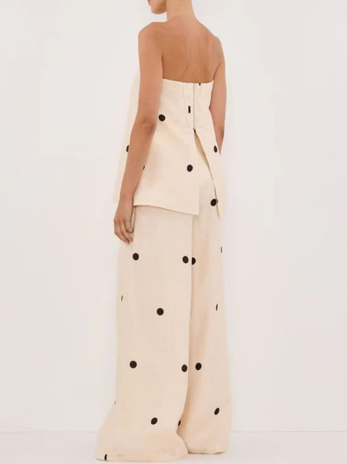 Polka Dots Strapless Pants 2-piece Sets