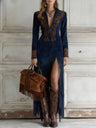 Slim-fit Embroidered Tassel Long Dress