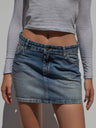 Camouflage Stretch Washed Denim Mini Skirt