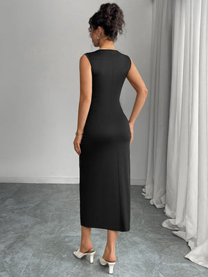Bow Slit Sleeveless Maxi Dresses
