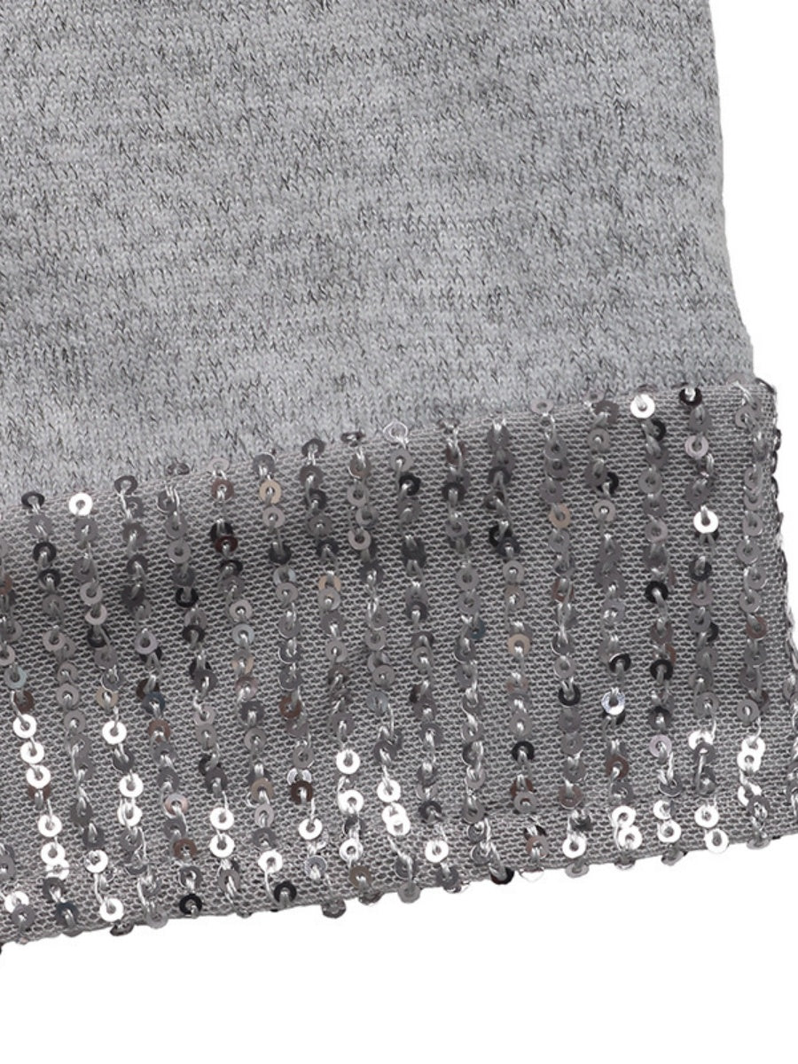 Crew Neck Style Sequins Splicing Parties Grace Leisure Hip-hugging Mini&Short Dresses