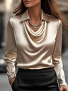 Satin Dangling Simple Long Sleeves Blouse