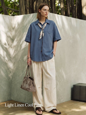 Flax Loose-fit Slimming Straight-fit Pants