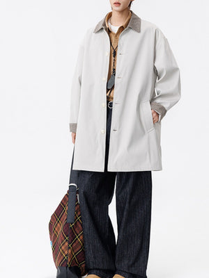 Medium And Long Loose-fit Color-blocked Trench Coats
