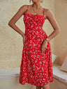 V-neck Bandage Camisoles Floral Slit Vacation And Leisure Maxi Dresses