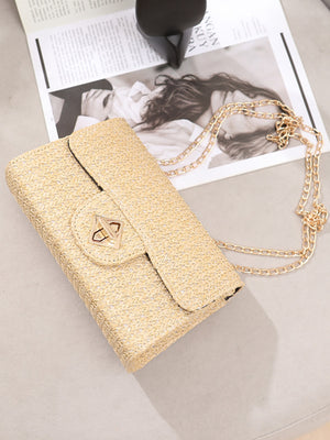 Solid Color Straw Crossbody Bag For Vacation