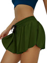 Layered-look Pocket Drawstring Exercise And Fitness Yoga Skirts