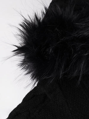 Plush Patchwork Hoodies Zipper Cable Knit Sweater Cardigans