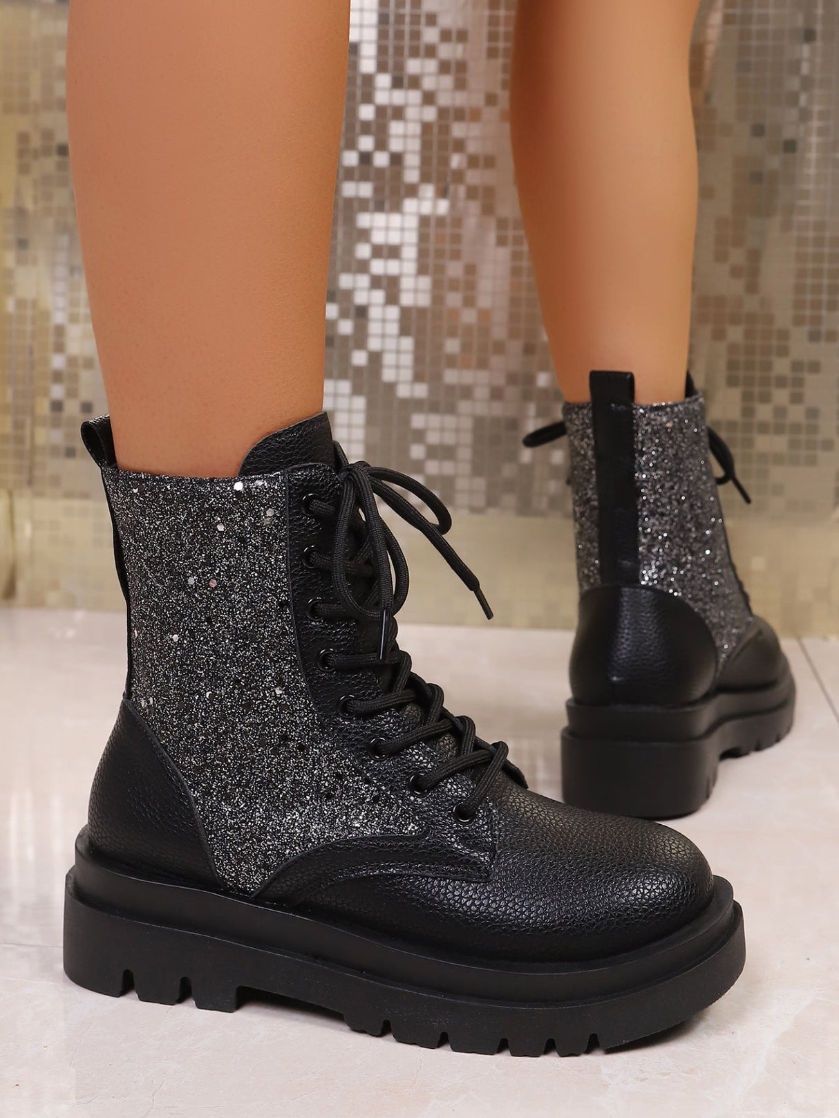 Sequined Women's Martin Boots