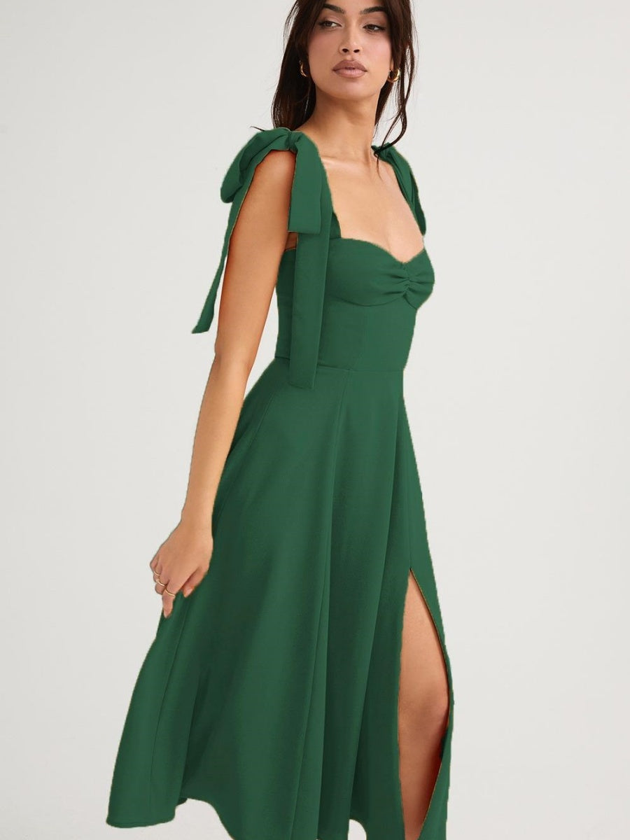 Maxikleider für Brautjungfern und Cocktailpartys mit Schnürung und Schlitz