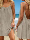 Ice Silk Pleated Solid Color Ruched Backless Short Dress
